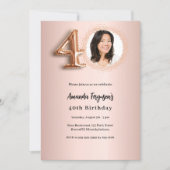 Roze gouden foto ter gelegenheid van 40ste verjaar kaart (Voorkant)