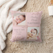 Roze gouden foto's Baby Girl Birth Stats Kussen (Deken)