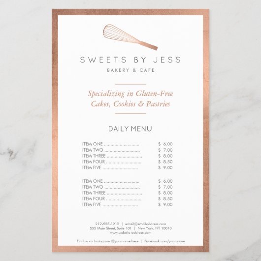 Roze Gouden Garde Bakkerij Halve Pagina Flyer (Voorkant)