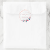 Roze gouden geometrisch frame met bloemen op marme ronde sticker (Tas)