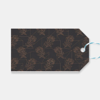 Roze Gouden Geometrisch Lijnkunstpatroon Cadeaulabel
