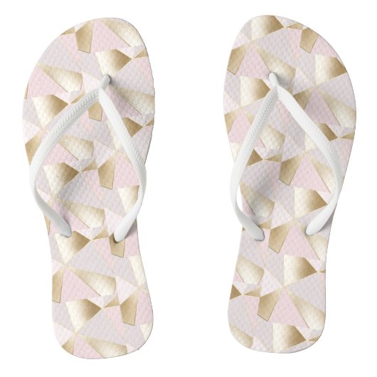 Roze Gouden Geometrisch Teenslippers (Voetbed)