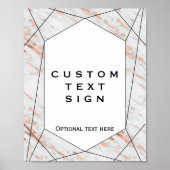 Roze Gouden Geometrische Marmeren Aangepaste Bord Poster (Voorkant)