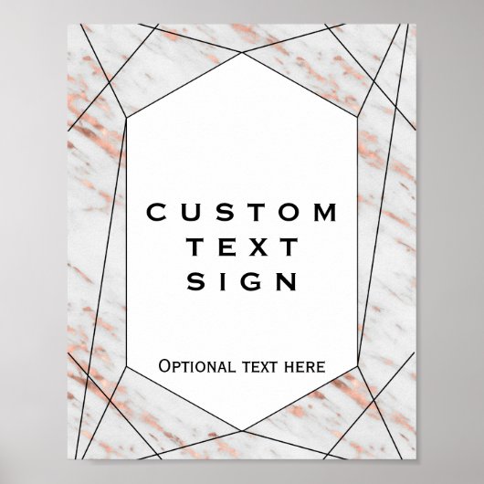 Roze Gouden Geometrische Marmeren Aangepaste Bord Poster (Voorkant)