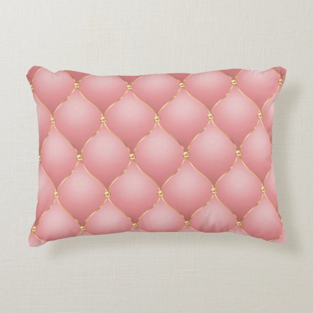 Roze Gouden Geplooid Werp Kussens (Voorkant)