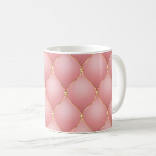 Roze Gouden Geplooide Koffiemok (Voorkant rechts)