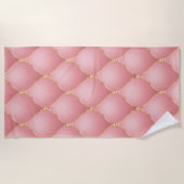 Roze Gouden Geplooide Strandtowel Strandlaken (Voorkant)