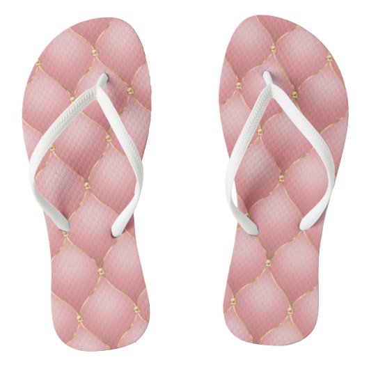 Roze Gouden Gepluimde Slippers Teenslippers (Voetbed)