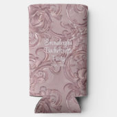 Roze gouden gesneden houten bruidsfeest cadeautje seltzer blikjeskoeler (Achterkant)