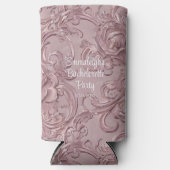 Roze gouden gesneden houten bruidsfeest favor seltzer blikjeskoeler (Voorkant)