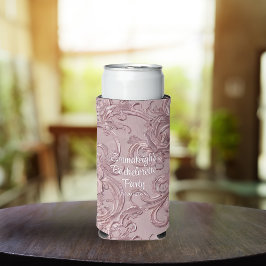 Roze Gouden Gesneden Houten Bruidsfeest Favor Seltzer Blikjeskoeler
