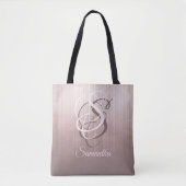 Roze gouden gestreepte rustieke monogram ombre tote bag (Voorkant)