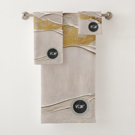 Roze Gouden Gestucte Pleister Abstract Bad Handdoek (Insitu)