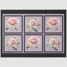 Roze gouden gevoerde Rozen betegelde decoupage Tissuepapier