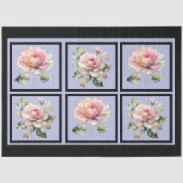 Roze gouden gevoerde Rozen betegelde decoupage Tissuepapier