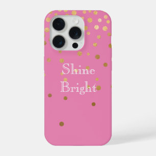 Roze Gouden Glam Confetti Stippen iPhone 15 Pro Case