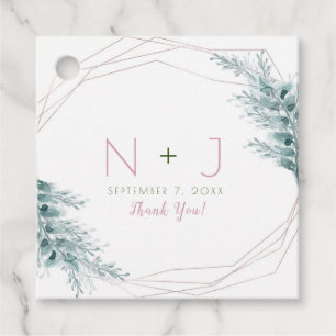Roze Gouden Glam Geometrische Botanische Bruiloft Bedankjes Labels