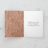 Roze Gouden Glam Glitter Kerstboom Kaart (Binnen)