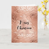 Roze Gouden Glam Glitter Kerstboom Kaart (Gele Bloem)