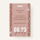 Roze Gouden Glam Glitter VIP Verjaardagsfeest Uitn Badge (Achterkant)