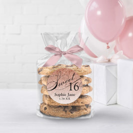 Roze Gouden Glam Glitter Zoete 16 Persoonlijke Ronde Sticker