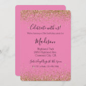 Roze Gouden Glam Glitzy Sparkle Glitter Kaart (Voorkant / Achterkant)