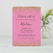 Roze Gouden Glam Glitzy Sparkle Glitter Kaart (Staand voorkant)
