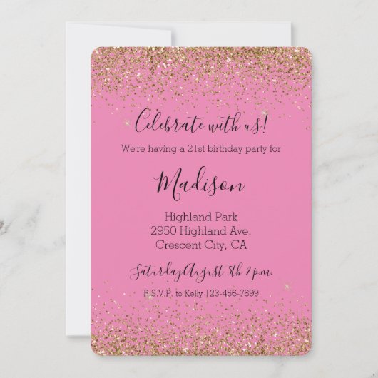 Roze Gouden Glam Glitzy Sparkle Glitter Kaart (Voorkant)