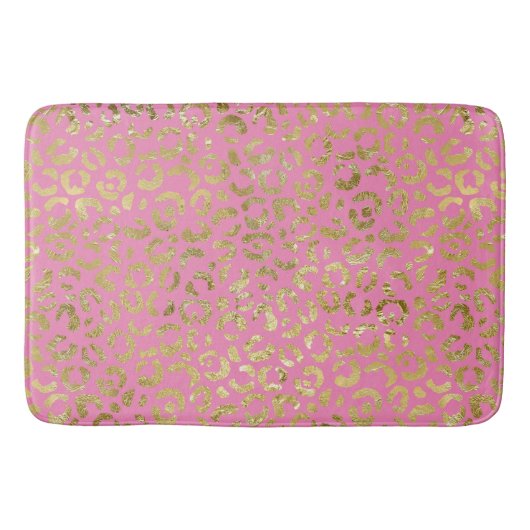 Roze Gouden Glam Luipaard Badmat (Voorkant)