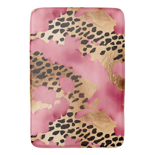 Roze Gouden Glam Luipaard Badmat (Voorkant Verticaal)