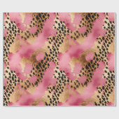 Roze Gouden Glam Luipaard Cadeaupapier (Vlak)