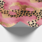 Roze Gouden Glam Luipaard Cadeaupapier (Hoek)