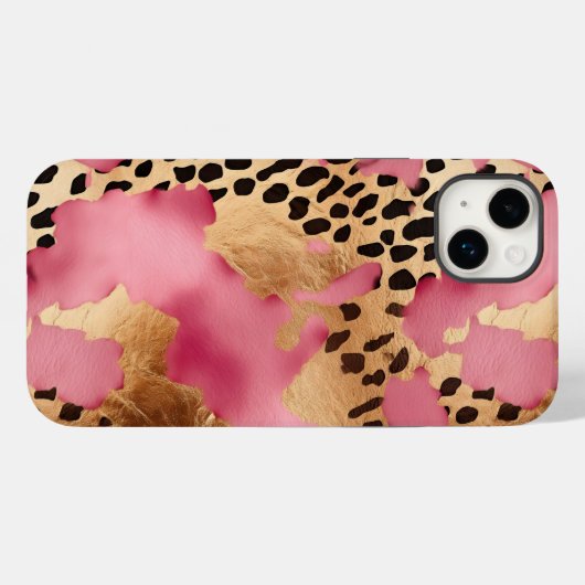 Roze Gouden Glam Luipaard Case-Mate iPhone Case (Achterkant (horizontaal))