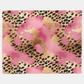Roze Gouden Glam Luipaard Fleece Deken (Voorkant (Horizontaal))