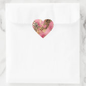 Roze Gouden Glam Luipaard Hart Sticker (Tas)