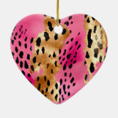 Roze Gouden Glam Luipaard Keramisch Ornament (Achterkant)