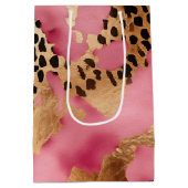 Roze Gouden Glam Luipaard Medium Cadeauzakje (Achterkant)