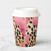 Roze Gouden Glam Luipaard Papieren Bekers (Rechts)