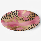 Roze Gouden Glam Luipaard Papieren Bordje (Gekanteld)