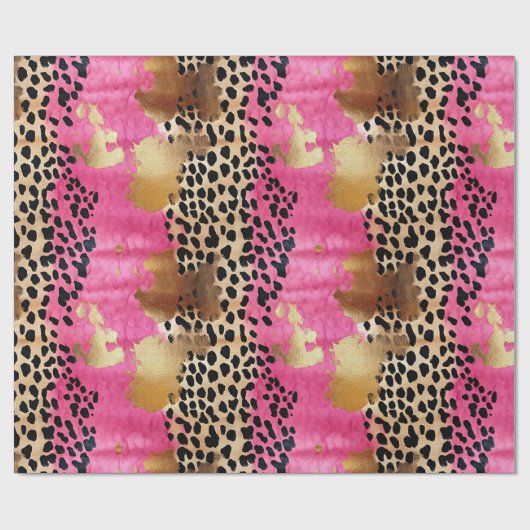 Roze Gouden Glam Luipaard Print Abstract Cadeaupapier (Vlak)