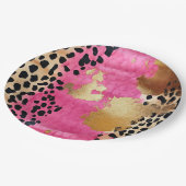 Roze Gouden Glam Luipaard Print Abstract Papieren Bordje (Gekanteld)