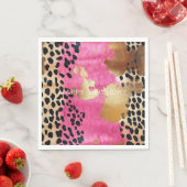 Roze Gouden Glam Luipaard Print Abstract Servet (Insitu)