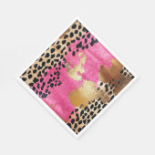 Roze Gouden Glam Luipaard Print Abstract Servet (Hoek)