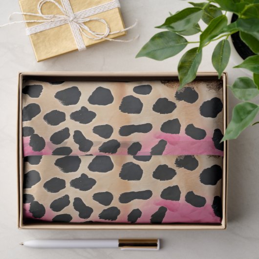 Roze Gouden Glam Luipaard Print Abstract Tissuepapier (Geschenk)