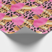 Roze Gouden Glam Luipaard Print Cadeaupapier (Hoek)