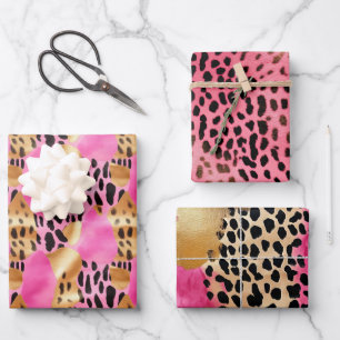 Roze Gouden Glam Luipaard Print Inpakpapier Vel