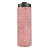 Roze Gouden Glam Luipaard Print Thermosbeker (Voorkant)