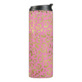 Roze Gouden Glam Luipaard Print Thermosbeker (Gedraaid links)