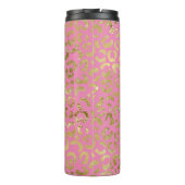 Roze Gouden Glam Luipaard Print Thermosbeker (Achterkant)