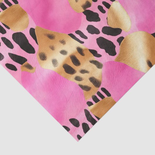 Roze Gouden Glam Luipaard Print Tissuepapier